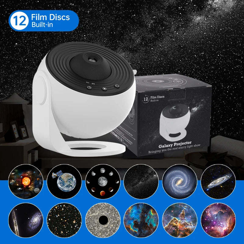 Galaxy Star Projector – 360° Rotating Night Light for Bedroom & Gifts