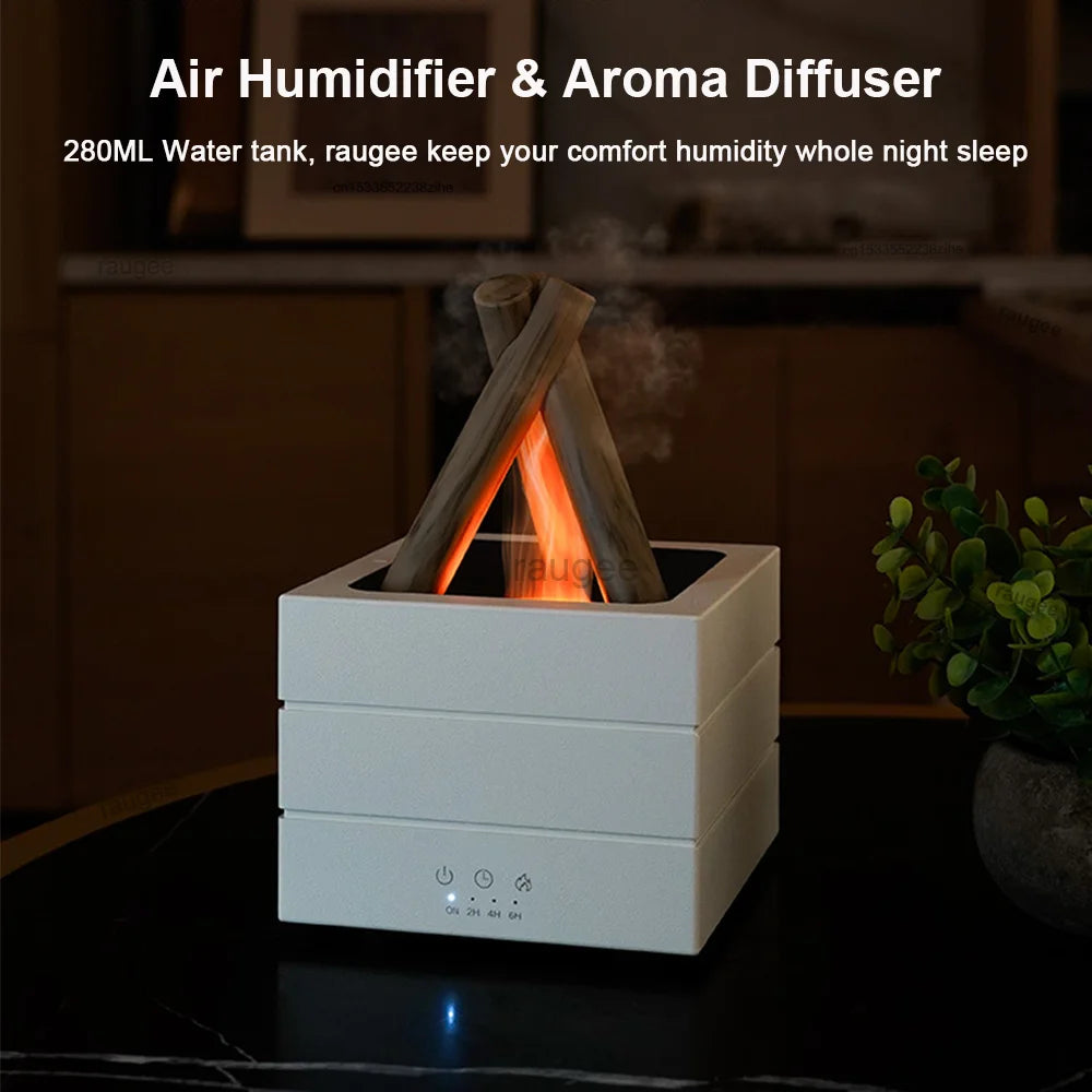 Cooskr Air Humidifier Flame Essential Oil Diffuser