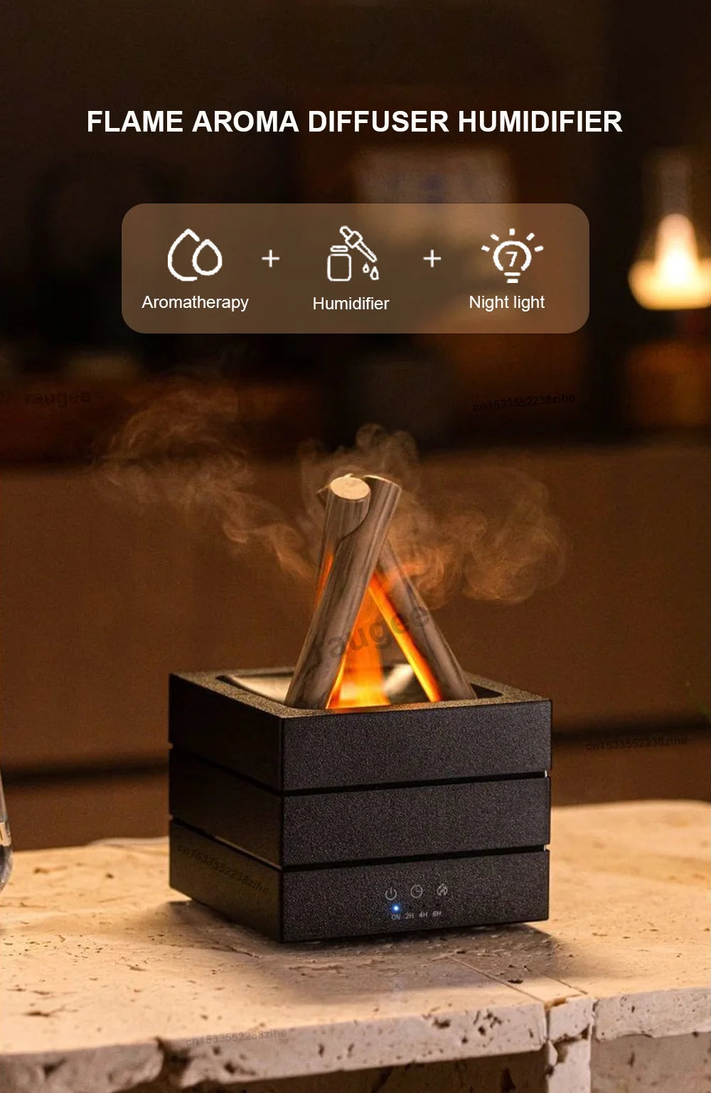 Cooskr Air Humidifier Flame Essential Oil Diffuser