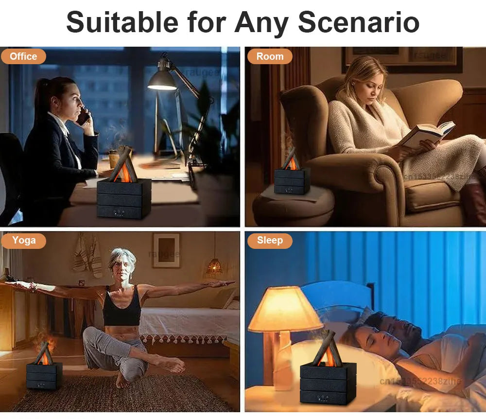 Cooskr Air Humidifier Flame Essential Oil Diffuser