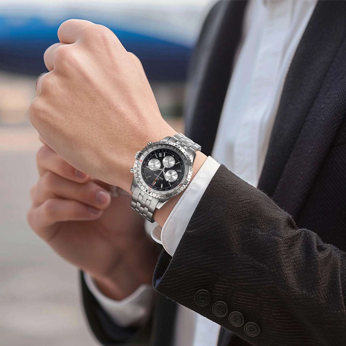 BERNY Chronograph Watches for Men Aviation Pilot - 2845M