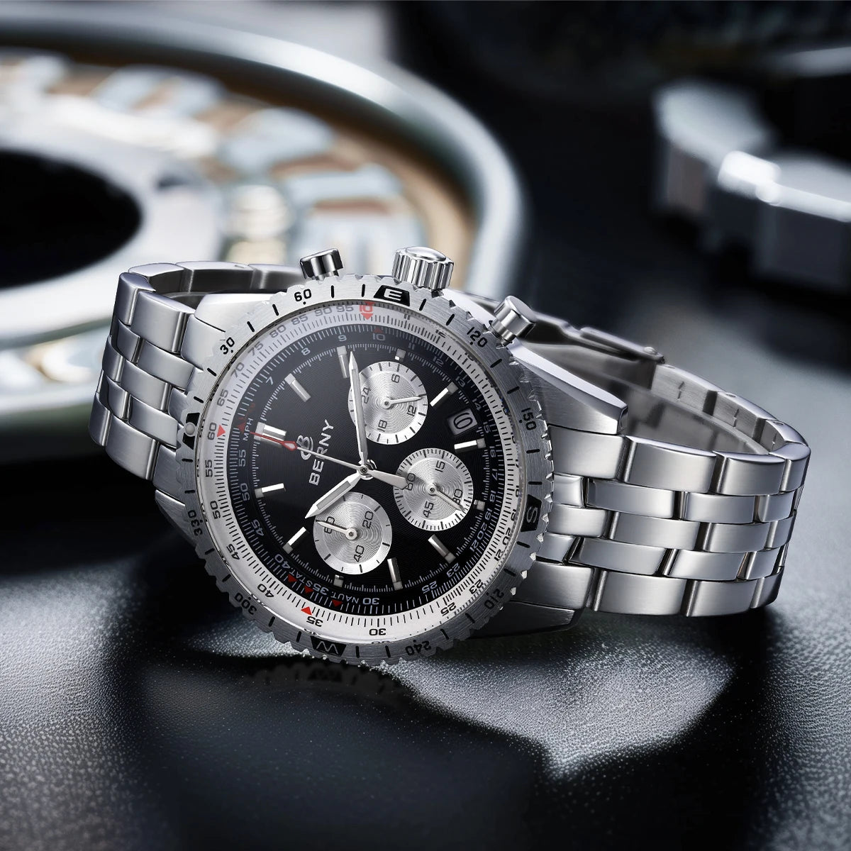 BERNY Chronograph Watches for Men Aviation Pilot - 2845M