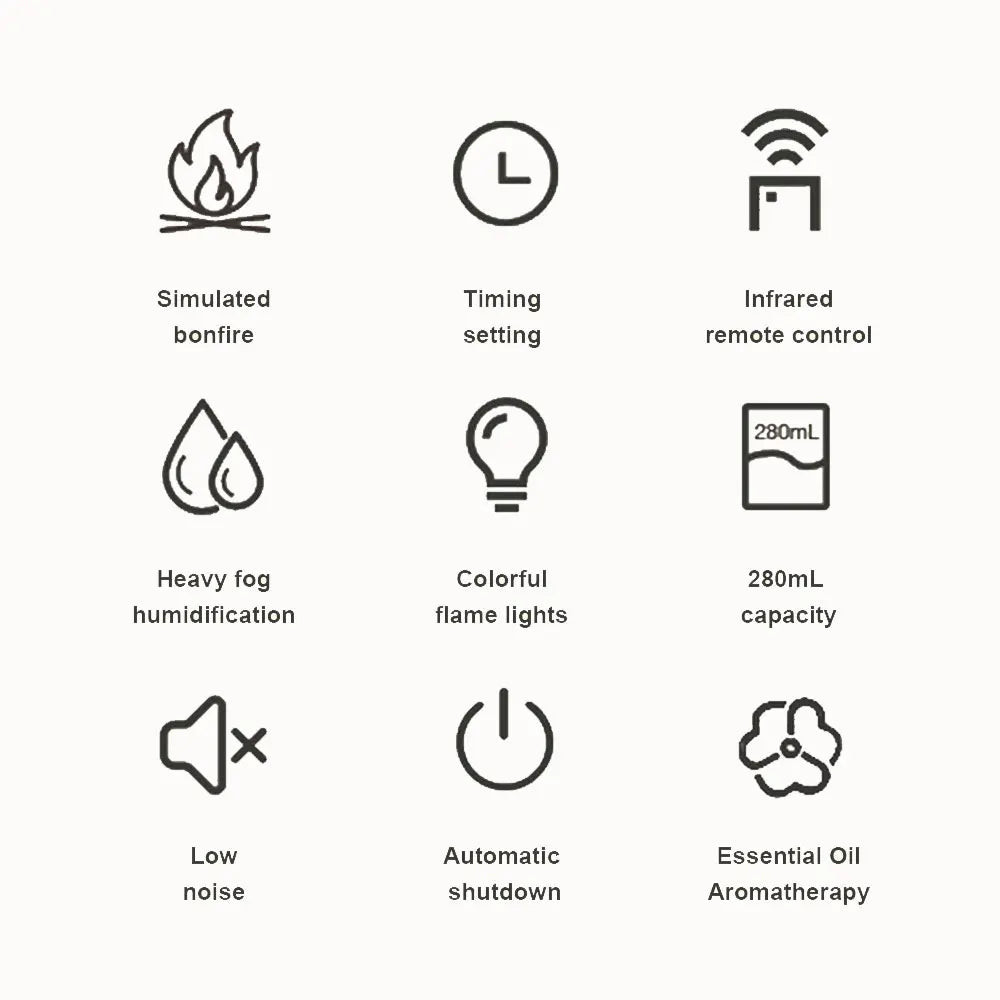 Cooskr Air Humidifier Flame Essential Oil Diffuser